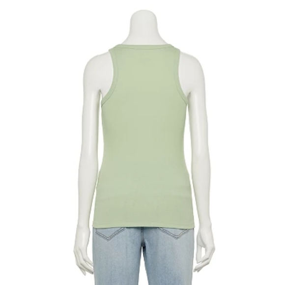 SO Snap Rib Henley Tank Top, Aiken Mint Green, Junior XL - Picture 2 of 4